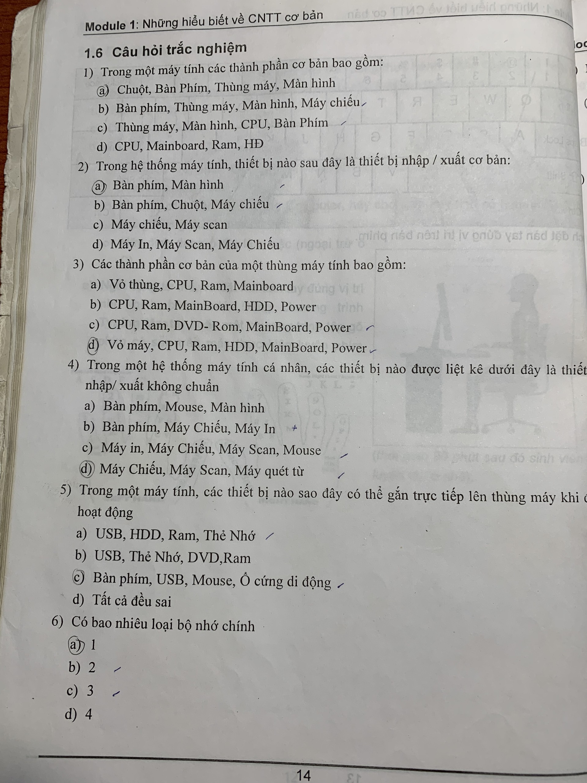 Đáp án Trắc nghiệm full model Chứng Chỉ Tin Học